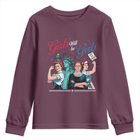 Girl Will be Girls Patriotic Feminist 4th of July Youth Sweatshirt