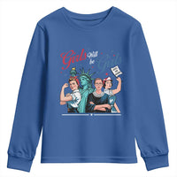 Girl Will be Girls Patriotic Feminist 4th of July Youth Sweatshirt