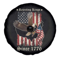 Funny Rejecting Kings Since 1776 Spare Tire Cover Vintage American Flag Bald Eagle