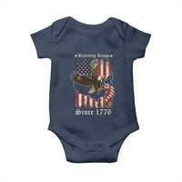 Funny Rejecting Kings Since 1776 Baby Onesie Vintage American Flag Bald Eagle