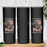 Funny Rejecting Kings Since 1776 Skinny Tumbler Vintage American Flag Bald Eagle