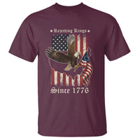 Funny Rejecting Kings Since 1776 T Shirt Vintage American Flag Bald Eagle