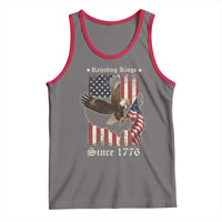 Funny Rejecting Kings Since 1776 Tank Top Vintage American Flag Bald Eagle