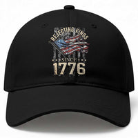 Funny Rejecting Kings Since 1776 Baseball Cap Vintage American Flag