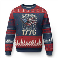 Funny Rejecting Kings Since 1776 Ugly Christmas Sweater Vintage American Flag - Wonder Print Shop