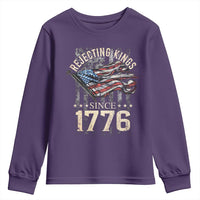 Funny Rejecting Kings Since 1776 Youth Sweatshirt Vintage American Flag