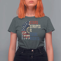 Funny Stars Stripes And Equal Rights T Shirt For Women 4th Of July Women's Rights Sunflower - Wonder Print Shop