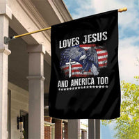 Funny Loves Jesus And America Too Garden Flag 4th Of July Patriotic Christian Eagle American Flag - Wonder Print Shop