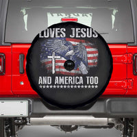 Funny Loves Jesus And America Too Spare Tire Cover 4th Of July Patriotic Christian Eagle American Flag - Wonder Print Shop