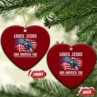 Funny Loves Jesus And America Too Ceramic Ornament 4th Of July Patriotic Christian Eagle American Flag - Wonder Print Shop