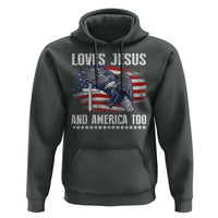 Funny Loves Jesus And America Too Hoodie 4th Of July Patriotic Christian Eagle American Flag - Wonder Print Shop