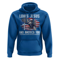 Funny Loves Jesus And America Too Hoodie 4th Of July Patriotic Christian Eagle American Flag - Wonder Print Shop