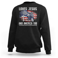 Funny Loves Jesus And America Too Sweatshirt 4th Of July Patriotic Christian Eagle American Flag - Wonder Print Shop