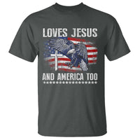 Funny Loves Jesus And America Too T Shirt 4th Of July Patriotic Christian Eagle American Flag - Wonder Print Shop
