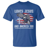 Funny Loves Jesus And America Too T Shirt 4th Of July Patriotic Christian Eagle American Flag - Wonder Print Shop