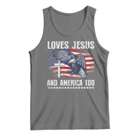 Funny Loves Jesus And America Too Tank Top 4th Of July Patriotic Christian Eagle American Flag - Wonder Print Shop