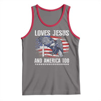 Funny Loves Jesus And America Too Tank Top 4th Of July Patriotic Christian Eagle American Flag - Wonder Print Shop
