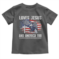 Funny Loves Jesus And America Too Toddler T Shirt 4th Of July Patriotic Christian Eagle American Flag - Wonder Print Shop