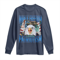 Funny Inhale Freedom Exhale Patriotism Long Sleeve Shirt American Pride Eagle 4th Of July - Wonder Print Shop