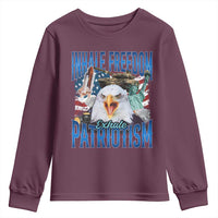 Funny Inhale Freedom Exhale Patriotism Youth Sweatshirt American Pride Eagle 4th Of July - Wonder Print Shop