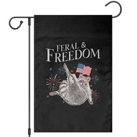 Funny Feral And Free Garden Flag 4th of July Patriotic Raccoon With American Flag - Wonder Print Shop