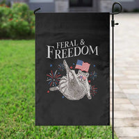 Funny Feral And Free Garden Flag 4th of July Patriotic Raccoon With American Flag - Wonder Print Shop