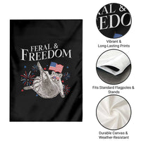 Funny Feral And Free Garden Flag 4th of July Patriotic Raccoon With American Flag - Wonder Print Shop