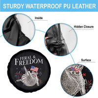 Funny Feral And Free Spare Tire Cover 4th of July Patriotic Raccoon With American Flag - Wonder Print Shop