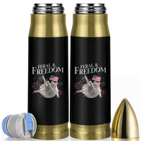 Funny Feral And Free Bullet Tumbler 4th of July Patriotic Raccoon With American Flag - Wonder Print Shop