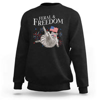 Funny Feral And Free Sweatshirt 4th of July Patriotic Raccoon With American Flag - Wonder Print Shop