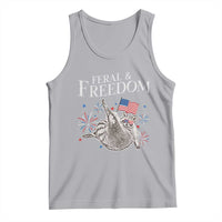 Funny Feral And Free Tank Top 4th of July Patriotic Raccoon With American Flag - Wonder Print Shop