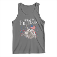 Funny Feral And Free Tank Top 4th of July Patriotic Raccoon With American Flag - Wonder Print Shop