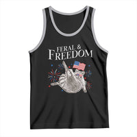 Funny Feral And Free Tank Top 4th of July Patriotic Raccoon With American Flag - Wonder Print Shop