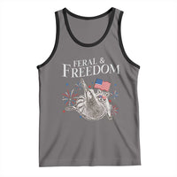 Funny Feral And Free Tank Top 4th of July Patriotic Raccoon With American Flag - Wonder Print Shop