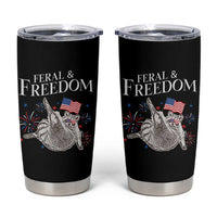 Funny Feral And Free Tumbler Cup 4th of July Patriotic Raccoon With American Flag - Wonder Print Shop