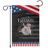 Funny Feral And Free Garden Flag 4th of July Patriotic Raccoon With American Flag