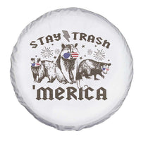 Funny Stay Trash Merica Spare Tire Cover 4th Of July Racoon Opossum Badger - Wonder Print Shop