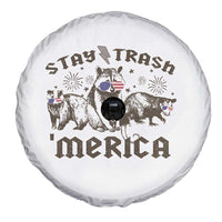 Funny Stay Trash Merica Spare Tire Cover 4th Of July Racoon Opossum Badger - Wonder Print Shop