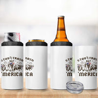 Funny Stay Trash Merica 4 in 1 Can Cooler Tumbler 4th Of July Racoon Opossum Badger - Wonder Print Shop