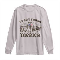 Funny Stay Trash Merica Long Sleeve Shirt 4th Of July Racoon Opossum Badger - Wonder Print Shop