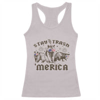 Funny Stay Trash Merica Racerback Tank Top 4th Of July Racoon Opossum Badger - Wonder Print Shop