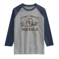 Funny Stay Trash Merica Raglan Shirt 4th Of July Racoon Opossum Badger - Wonder Print Shop