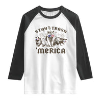 Funny Stay Trash Merica Raglan Shirt 4th Of July Racoon Opossum Badger - Wonder Print Shop