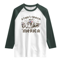 Funny Stay Trash Merica Raglan Shirt 4th Of July Racoon Opossum Badger - Wonder Print Shop