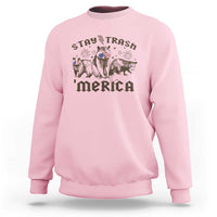 Funny Stay Trash Merica Sweatshirt 4th Of July Racoon Opossum Badger - Wonder Print Shop