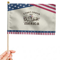 Funny Stay Trash Merica Patriotic Handheld Flag 4th Of July Racoon Opossum Badger