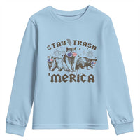 Funny Stay Trash Merica Youth Sweatshirt 4th Of July Racoon Opossum Badger - Wonder Print Shop