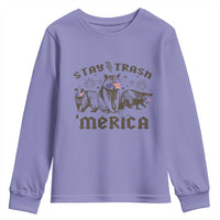 Funny Stay Trash Merica Youth Sweatshirt 4th Of July Racoon Opossum Badger - Wonder Print Shop