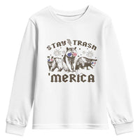 Funny Stay Trash Merica Youth Sweatshirt 4th Of July Racoon Opossum Badger - Wonder Print Shop
