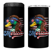 Funny Duck Merica 4 in 1 Can Cooler Tumbler 4th Of July American Flag Patriotic Hunting - Wonder Print Shop